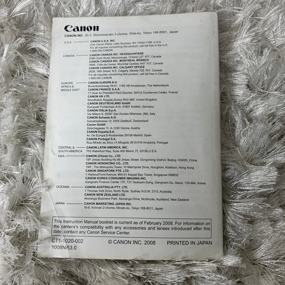 Canon EOS Rebel XSI or 450D Owners Manual - Picture 3 of 3